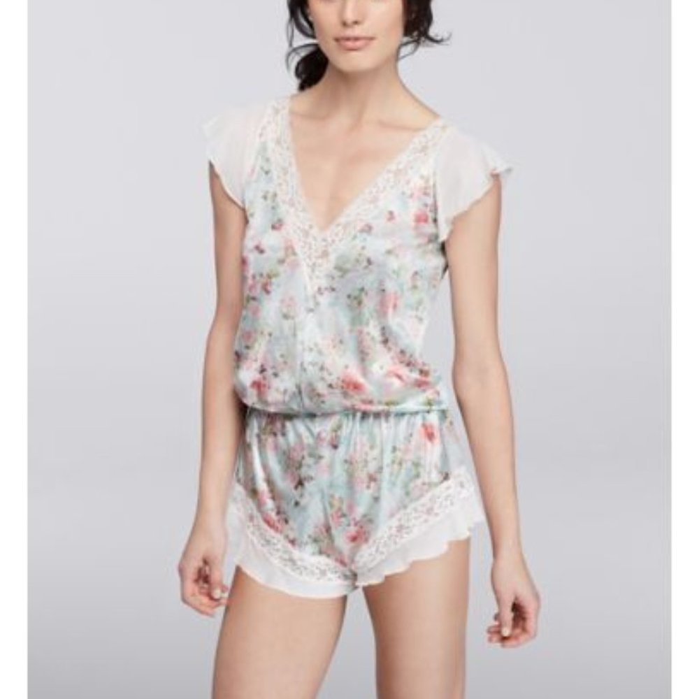 Fiorentina Lace V-Neck Floral Romper Size M(US)